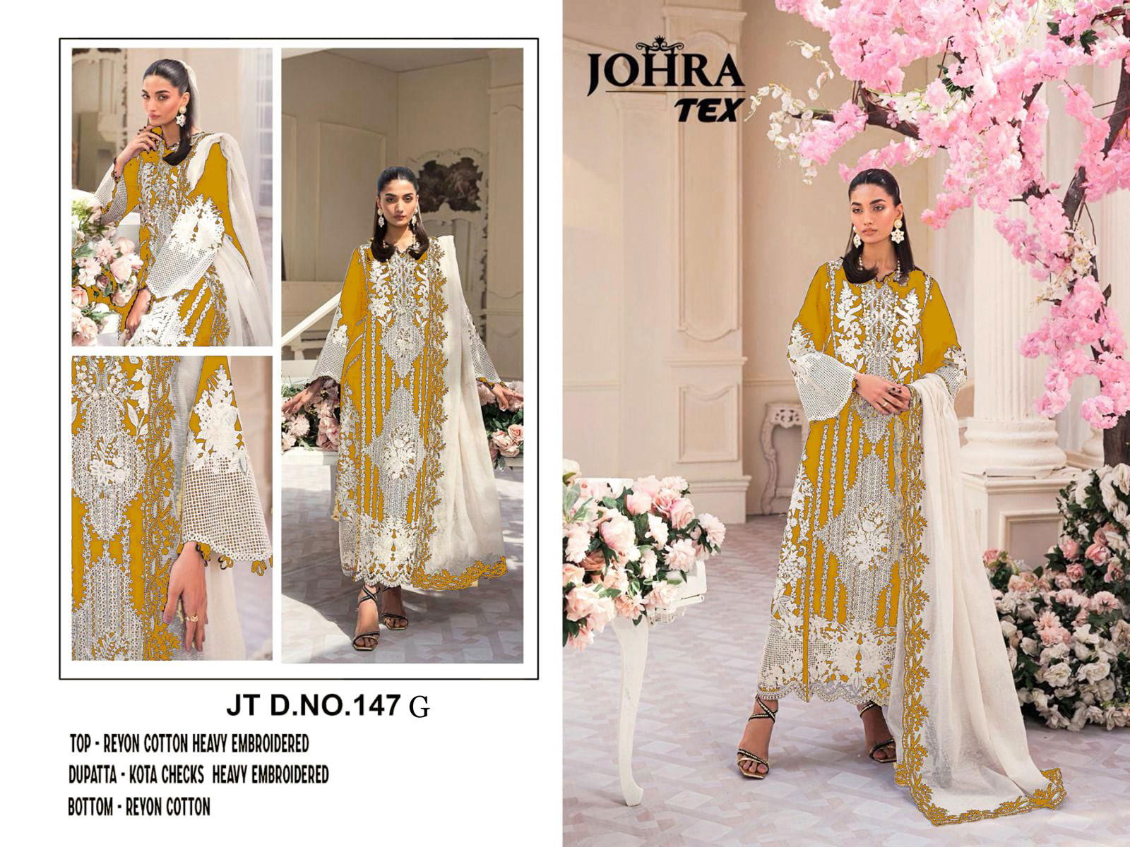 JT 147 G Rayon Cotton Embroidery Pakistani Suit Wholesale Price In Surat